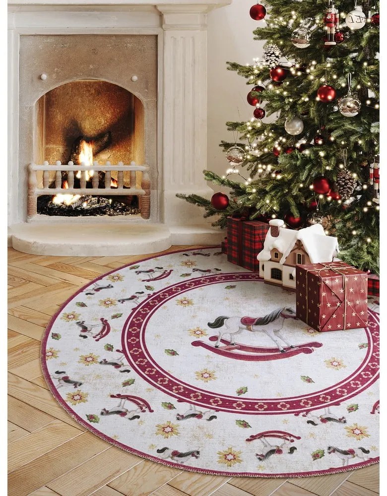 Czerwony okrągły dywan ze świątecznym motywem ø 160 cm Toy's Delight Rocking Horse – Villeroy&amp;Boch