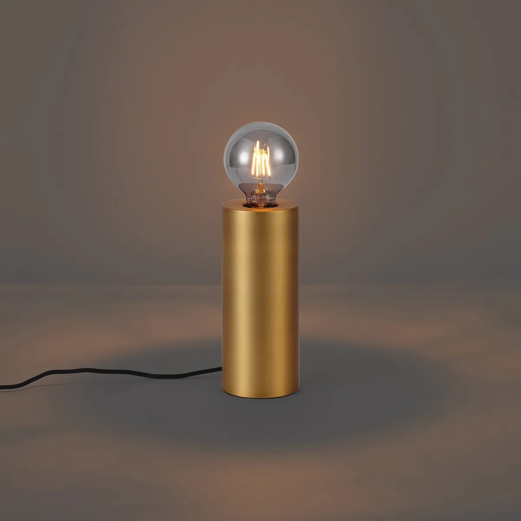 Nowoczesna lampa stołowa mosiężna 24 cm - Cylinder