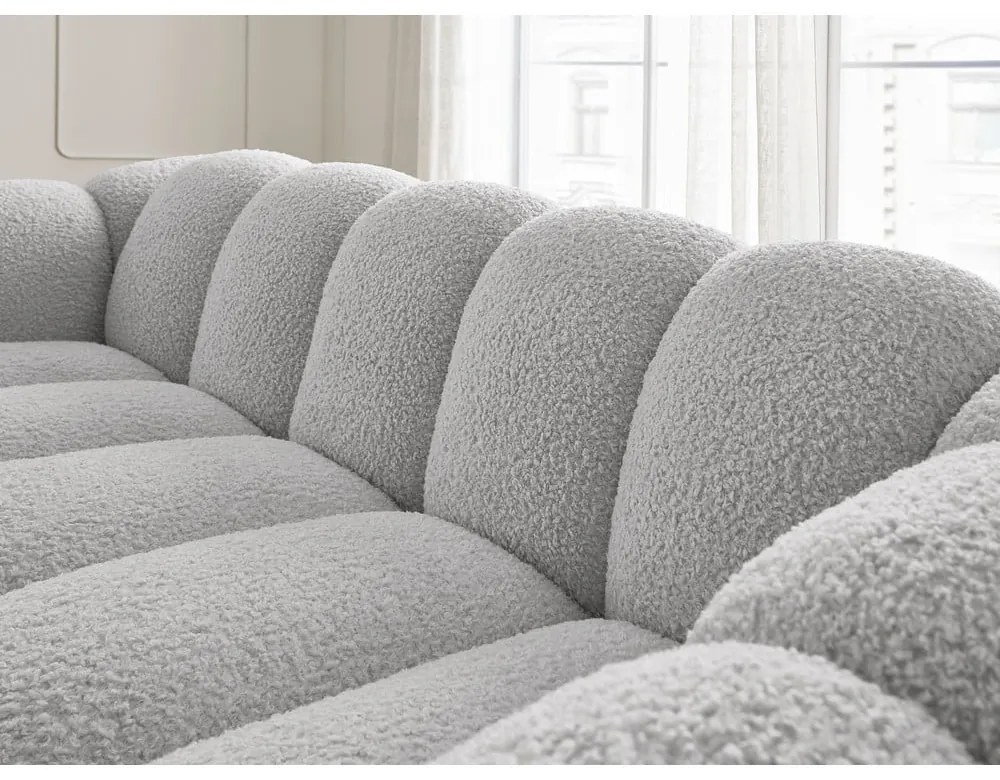 Jasnoszara sofa z materiału bouclé 232 cm Hippolyte – Bobochic Paris