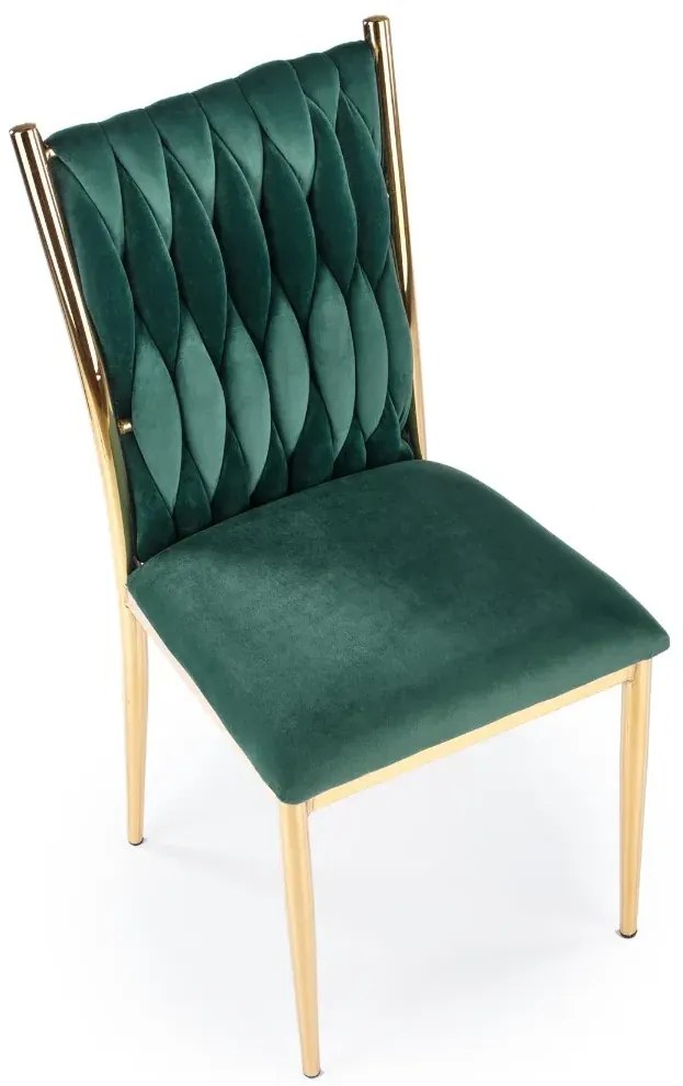 Krzesło tapicerowane K436 VELVET ciemnozielone/złote HALMAR