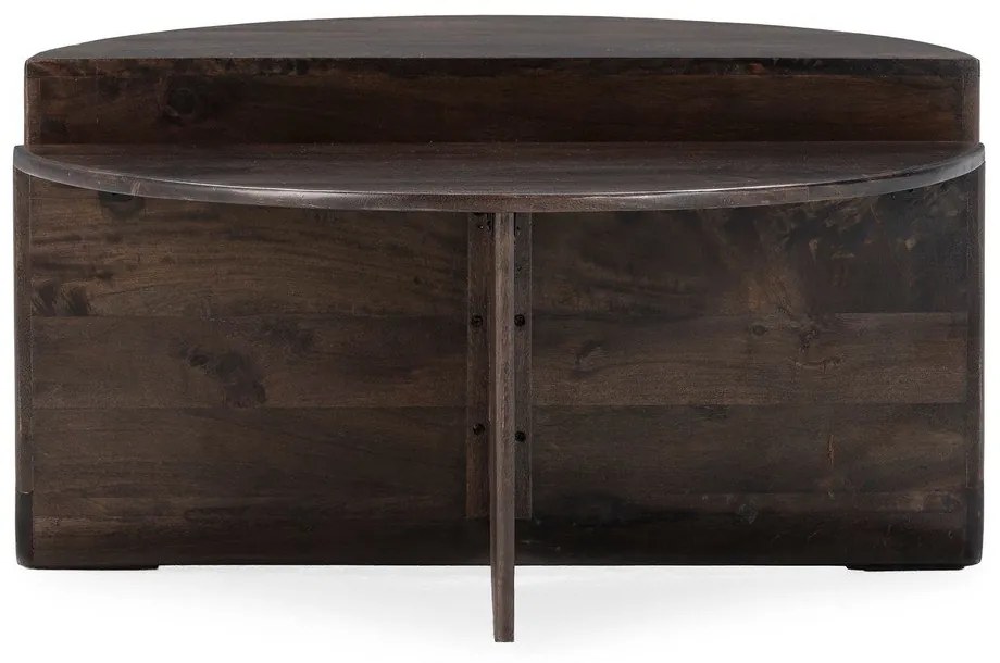 Ciemnobrązowy okrągły stolik z litego drewna mango ø 80 cm Divya – MOME