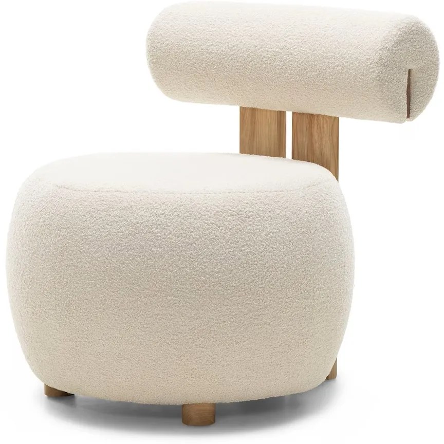 Kremowy designerski fotel HANNA, dąb