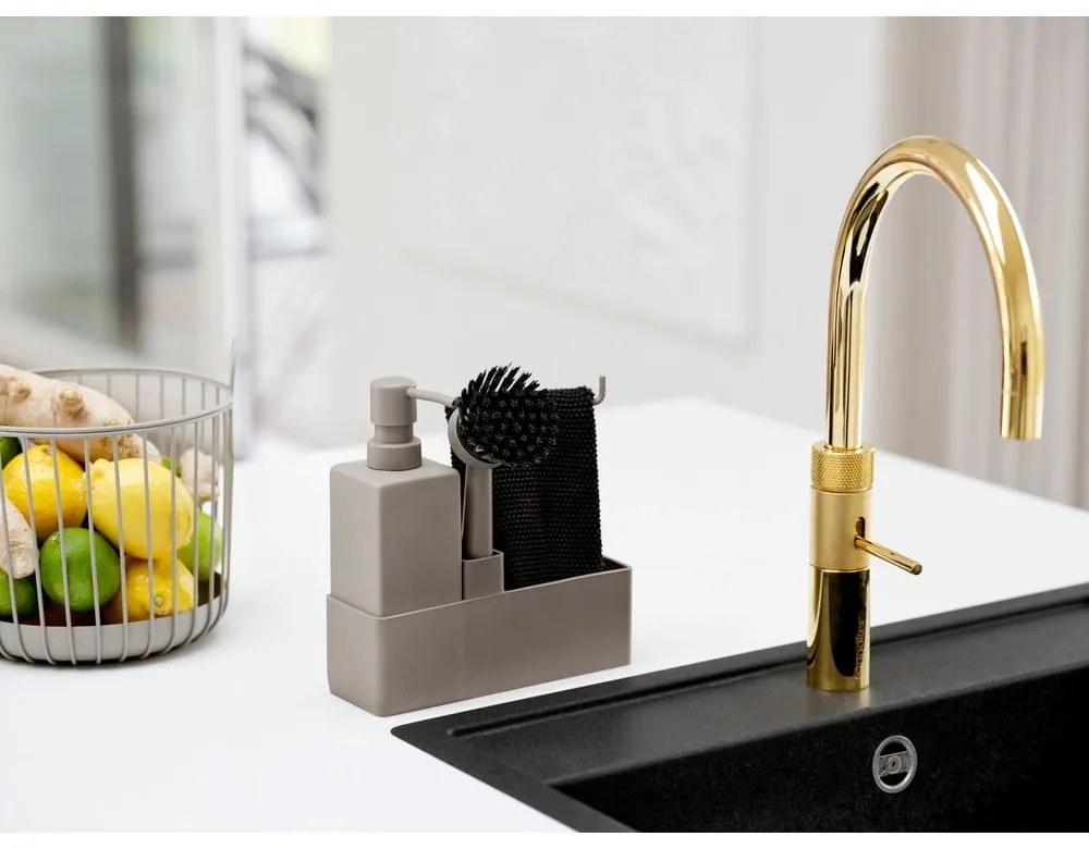 Jasnobrązowy plastikowy/silikonowy stojak na akcesoria do mycia naczyń Singles – Zone