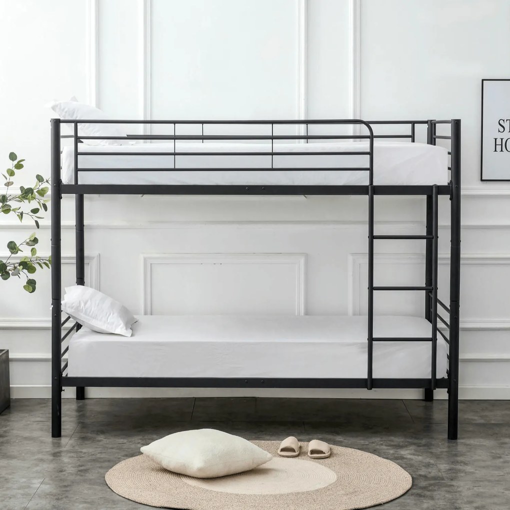 Łóżko Piętrowe Dla Dzieci 90x200 cm RODEZ Metalowe Czarne