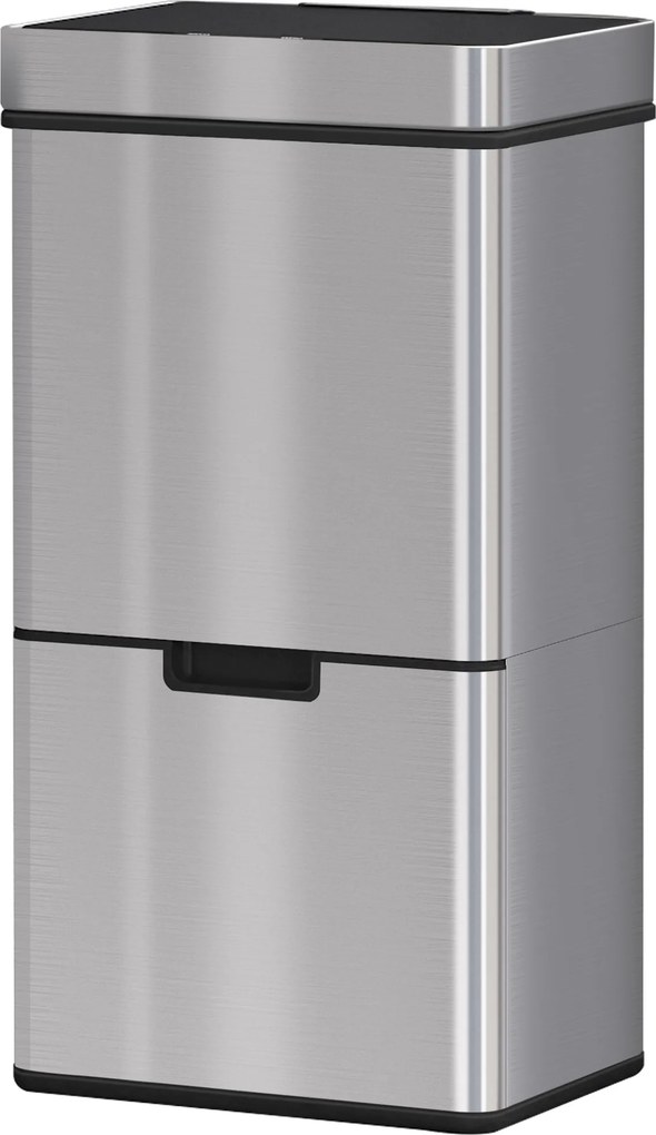 HOMCOM Kosz na śmieci z czujnikiem 72 l System segregacji 3 komory stal nierdzewna srebrny 42 x 30 x 81 cm