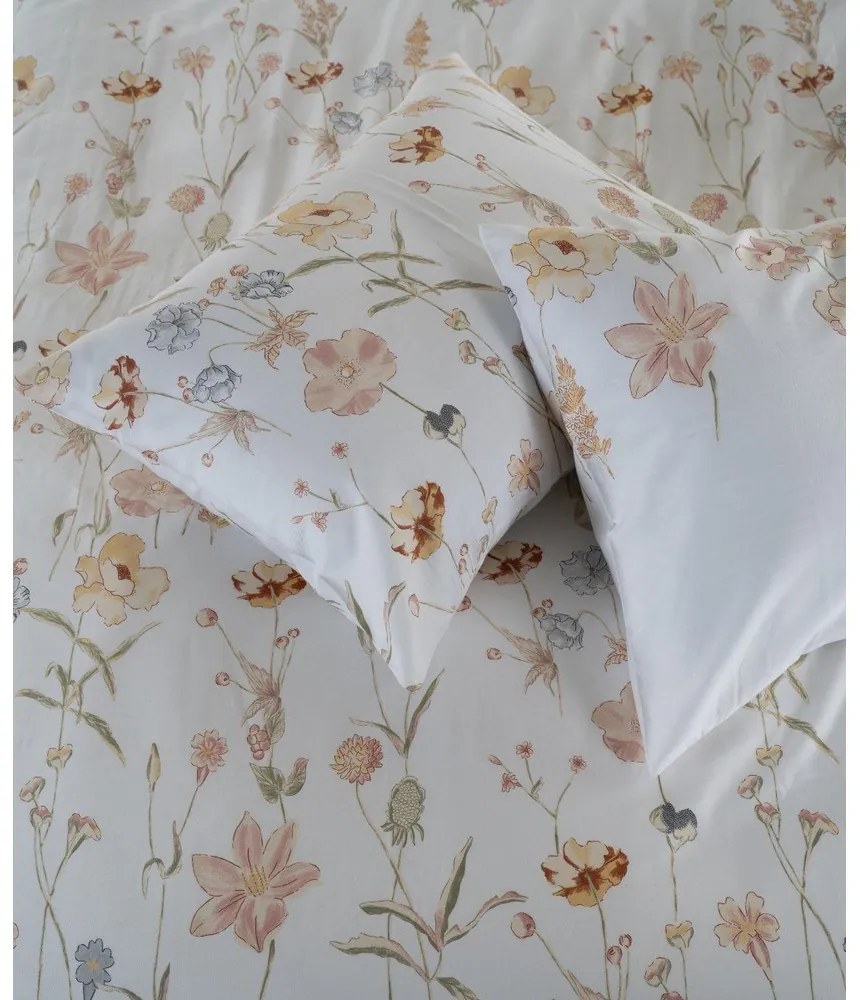 Biała pościel dwuosobowa z satyny bawełnianej 240x220 cm Ivory Garden Floral – Mila Home Luxury