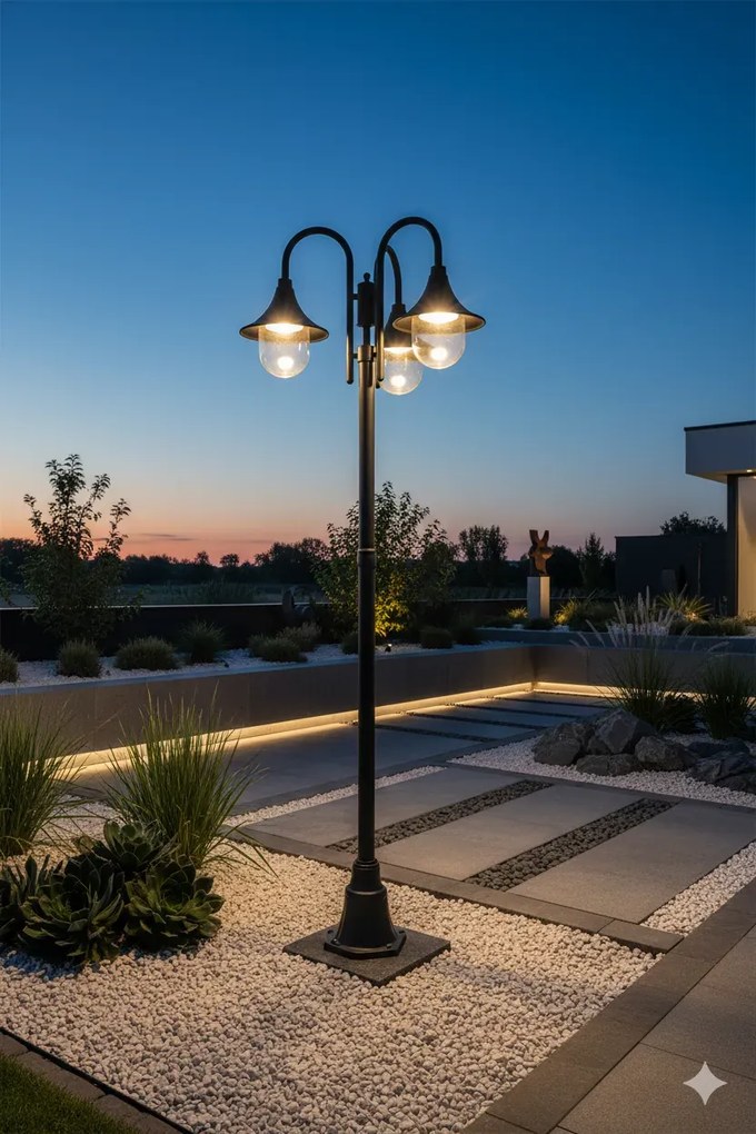 Brązowa klasyczna latarnia ogrodowa - 5X A466 K8-F86