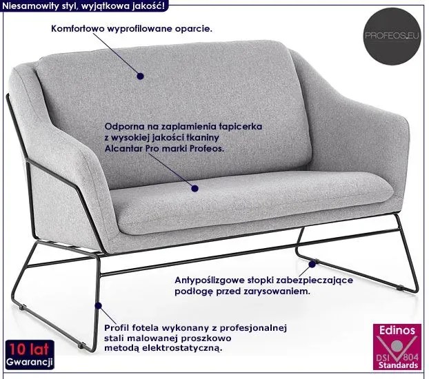 Sofa dwuosobowa Morra 4X - popielata