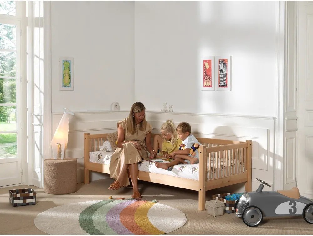 Łóżko dziecięce z litego drewna bukowego ze stelażem 90x200 cm w naturalnym kolorze Forrest – Vipack