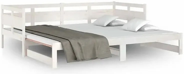 Białe drewniane łóżko rozsuwane 2x(80x200) cm - Givefi 3X