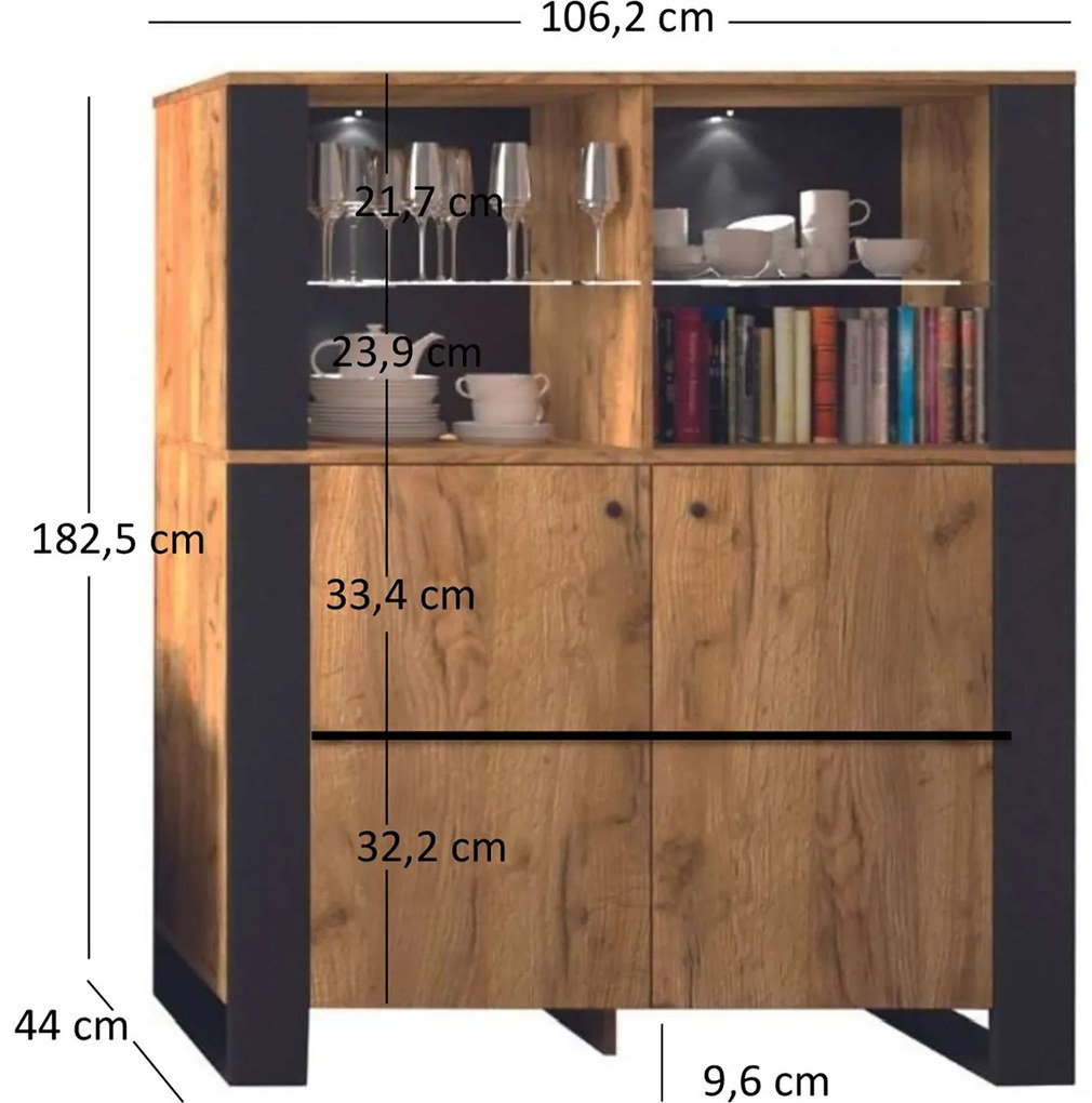 Komoda Dwudrzwiowa do Salonu ERISA 106 cm Dąb Craft/Złoty Loft