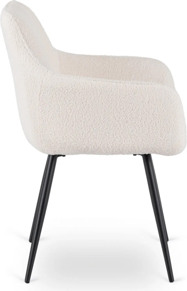 Krzesło Tapicerowane do Salonu NAWARA Kremowe Boucle Nowoczesne