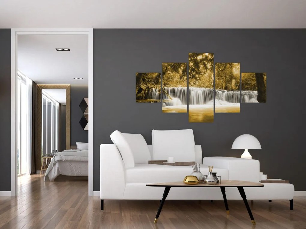 Obraz - Wodospad, vintage (125x70 cm)