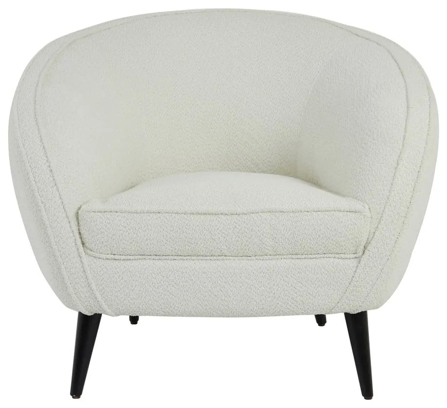 Biały fotel z materiału bouclé Almond – Light &amp; Living