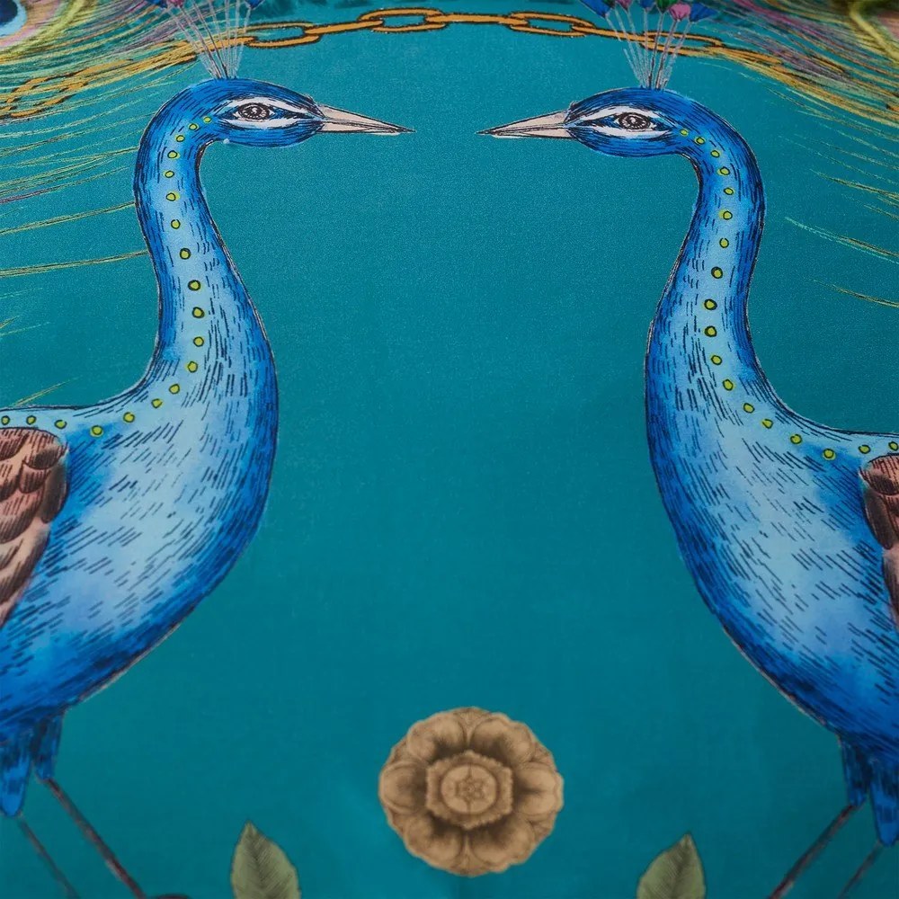 Zielononiebieska pościel jednoosobowa z satyny bawełnianej 135x200 cm Xanadu Peacock – Matthew Williamson