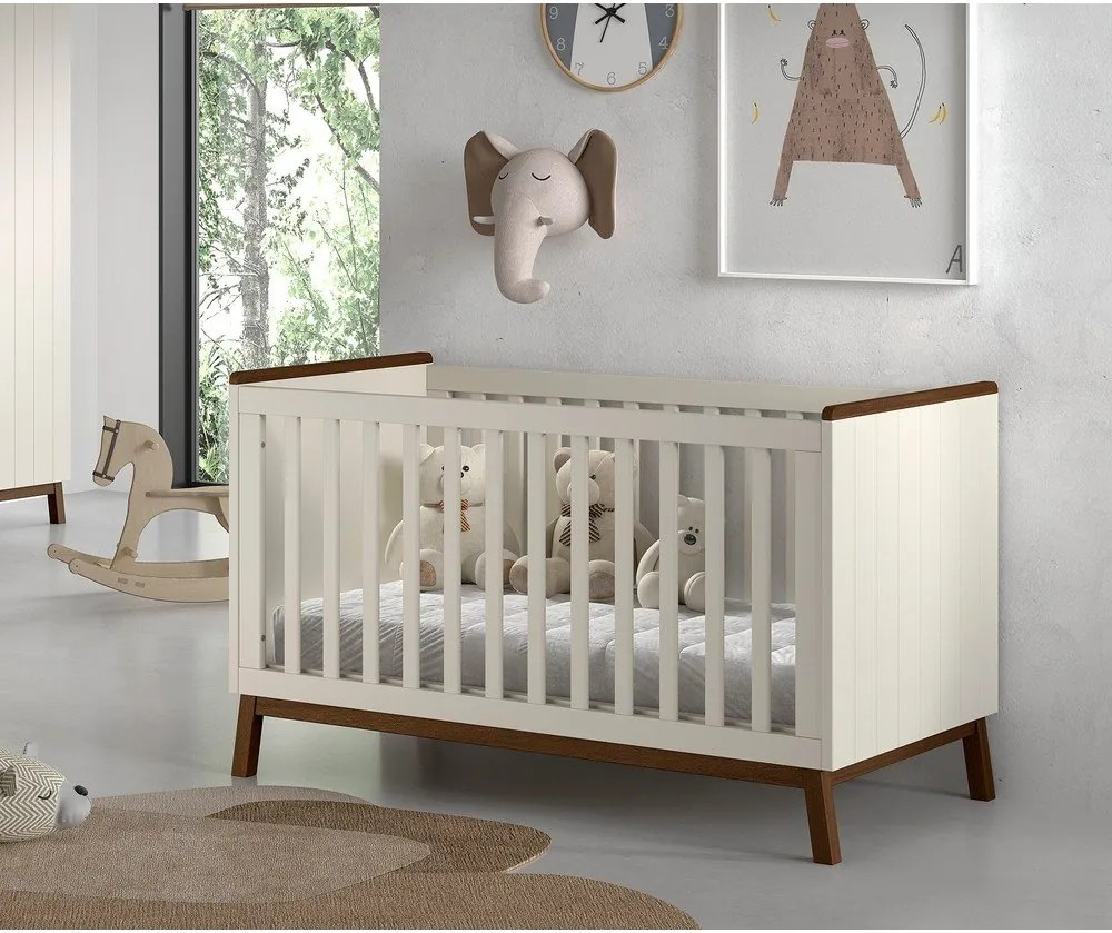 Beżowe łóżeczko z litego drewna sosnowego ze zdejmowanym bokiem/z regulowaną wysokością 70x140 cm Sezane – Vipack