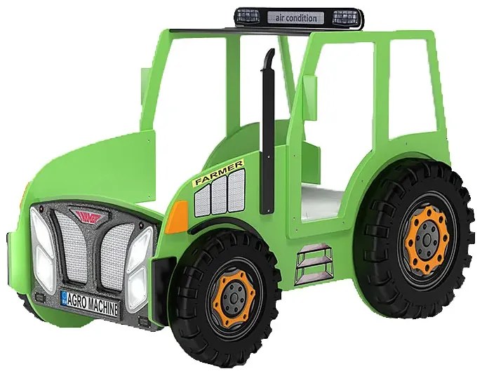 Zielone łóżko ciągnik dla dziecka z oświetleniem LED N4-G24