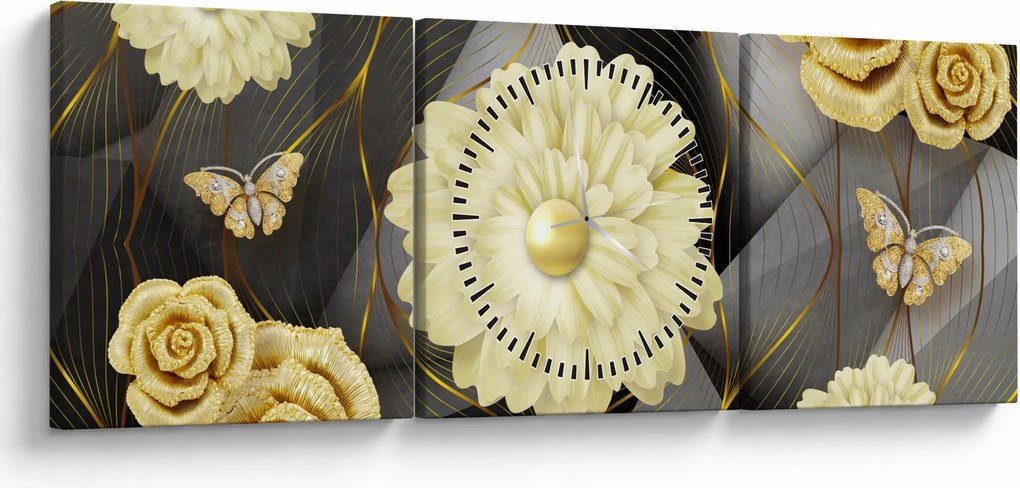 Obraz - Decor II. (z zegarem) (90x30 cm)