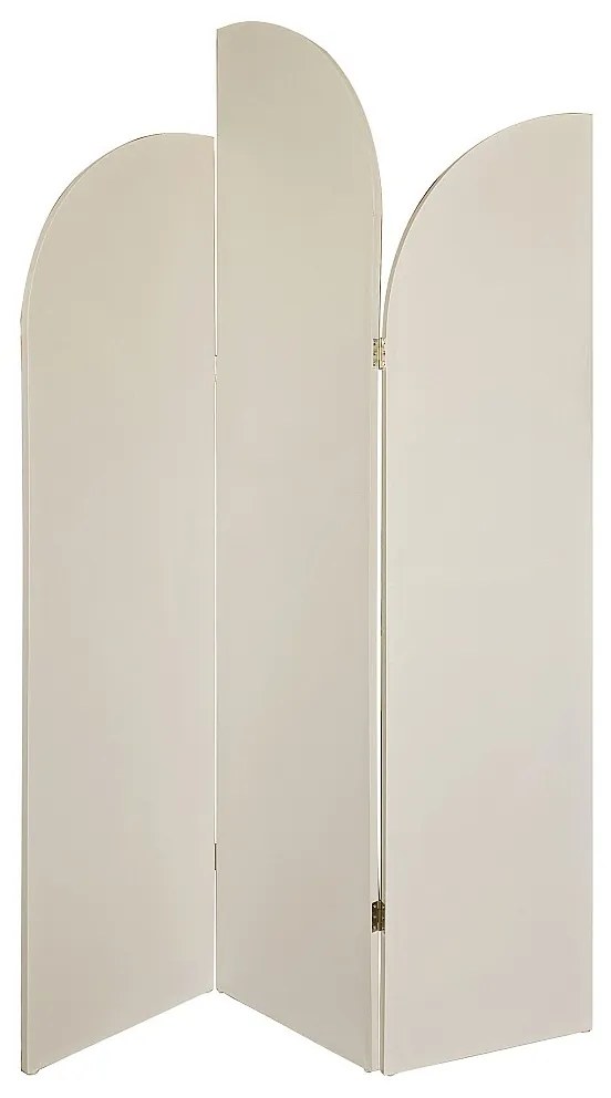 Asymetryczny parawan 3-częściowy  z tkaniny i drewna - szer.120 x wys.180 cm - Kremowy - SYVANA