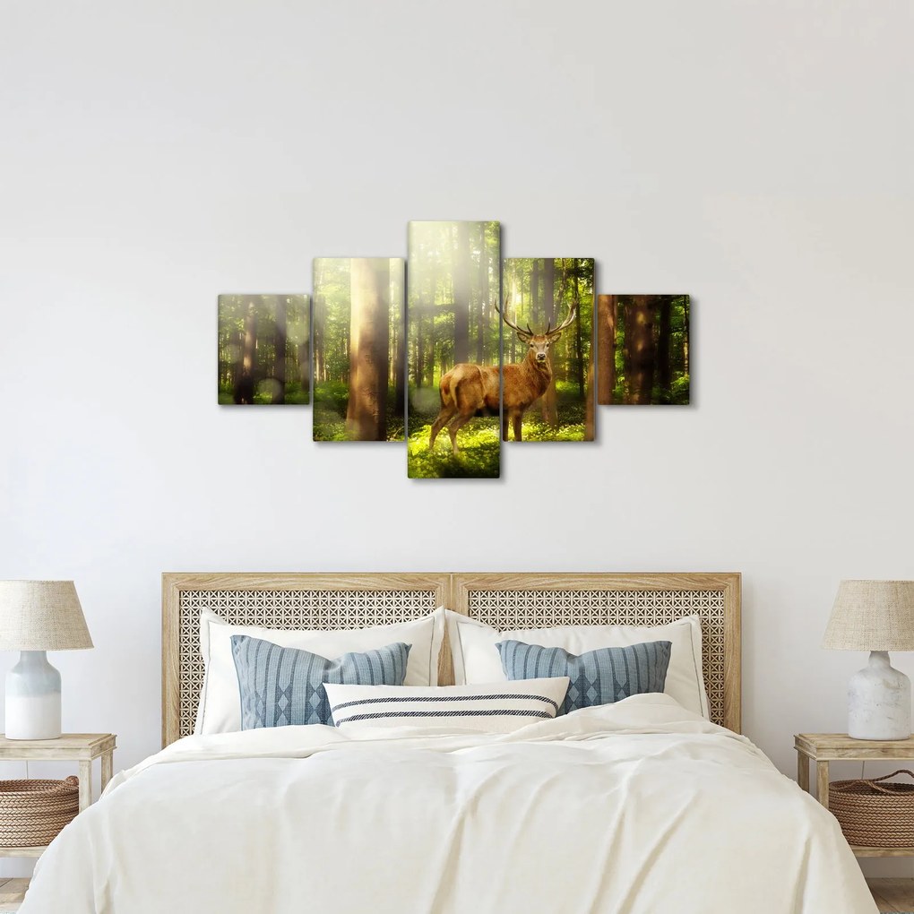 Obraz jelenia w lesie (125x70 cm)