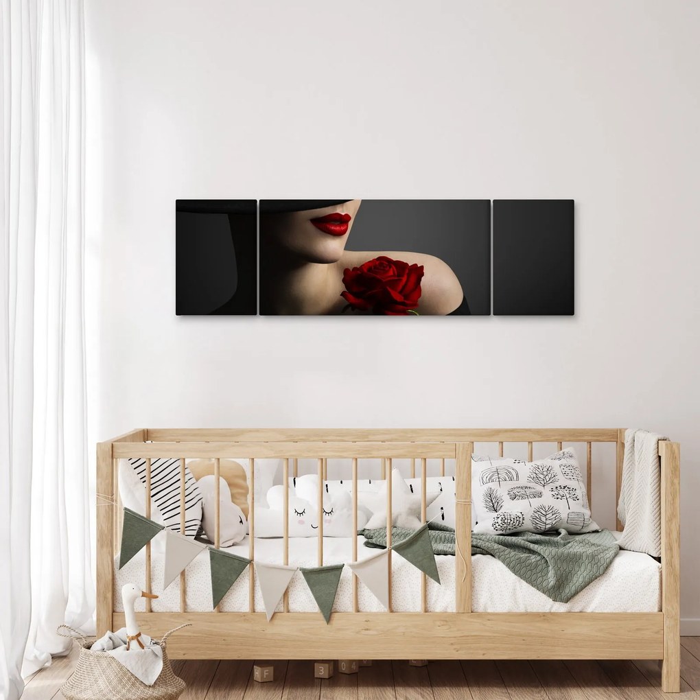 Obraz - Kobieta z różą (170x50 cm)
