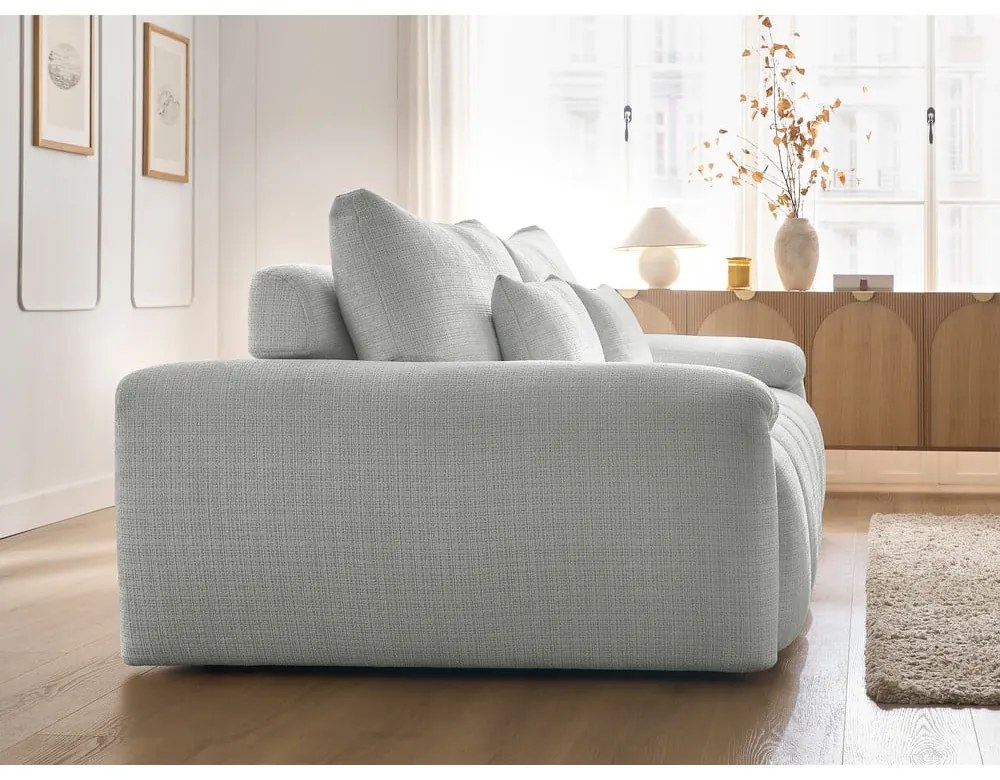 Jasnoszara sofa z tkaniny szenilowej 264 cm Ivane – Bobochic Paris