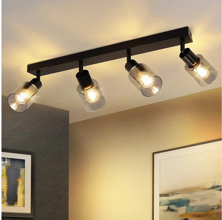 NETTLIFE Lampa sufitowa Spot 4 płomienie Czarny Industrial E14 Lampa sufitowa do salonu