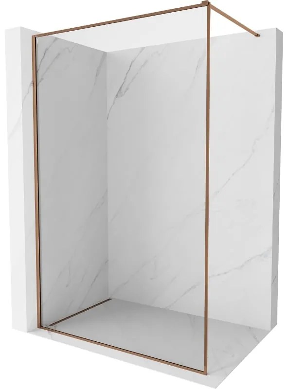 Mexen Kioto-XF ścianka prysznicowa Walk-in z ramką 130 x 202 cm, transparent 10 mm, różowe złoto - 800-130-104-60-00-X