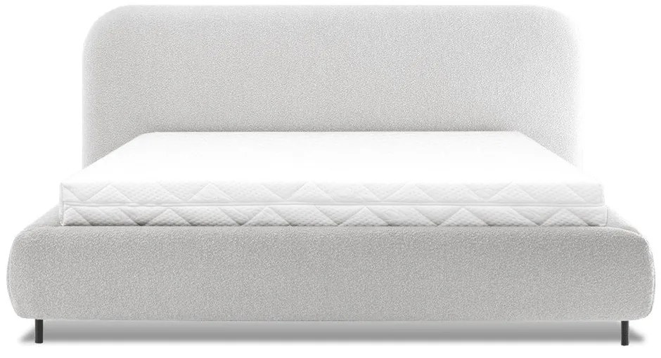 Beżowe tapicerowane łóżko dwuosobowe ze schowkiem ze stelażem 180x200 cm Pointt – ELTAP