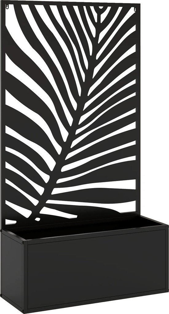 Outsunny Podwyższana skrzynka na rośliny z osłoną, donica metalowa z kratką 61 x 23 x 113 cm | Aosom PL