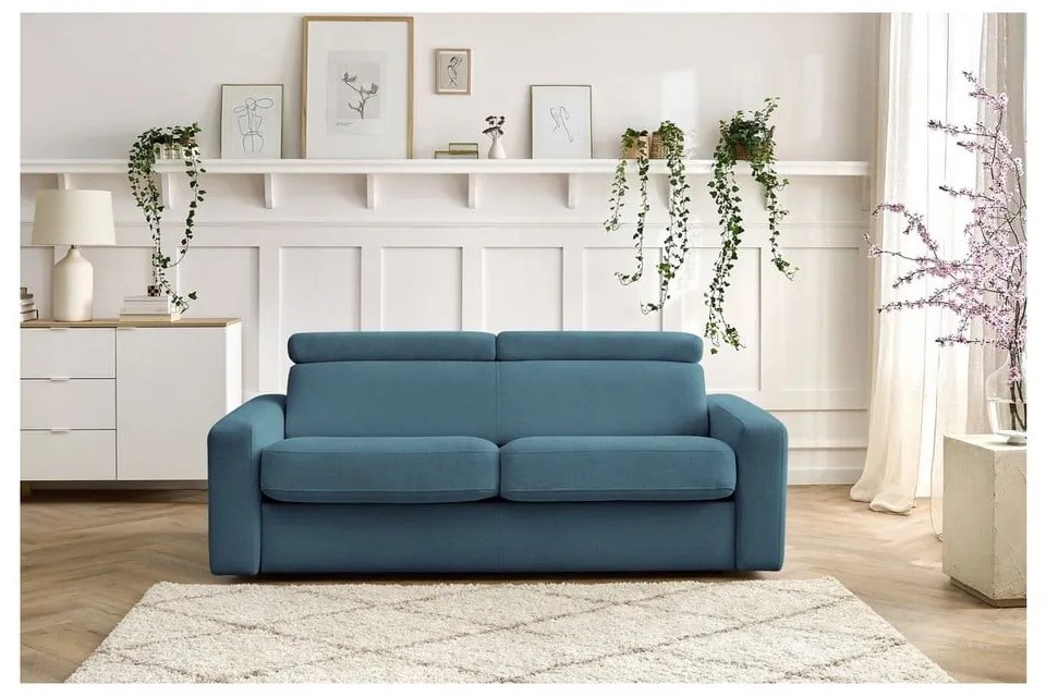 Niebieska rozkładana sofa 215 cm Monaco – Bobochic Paris