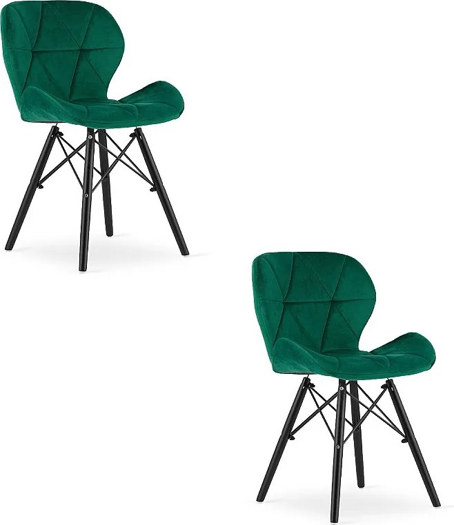 Krzesło Valora WAKO Velvet w nowoczesnym stylu, zielono-czarne nogi x2