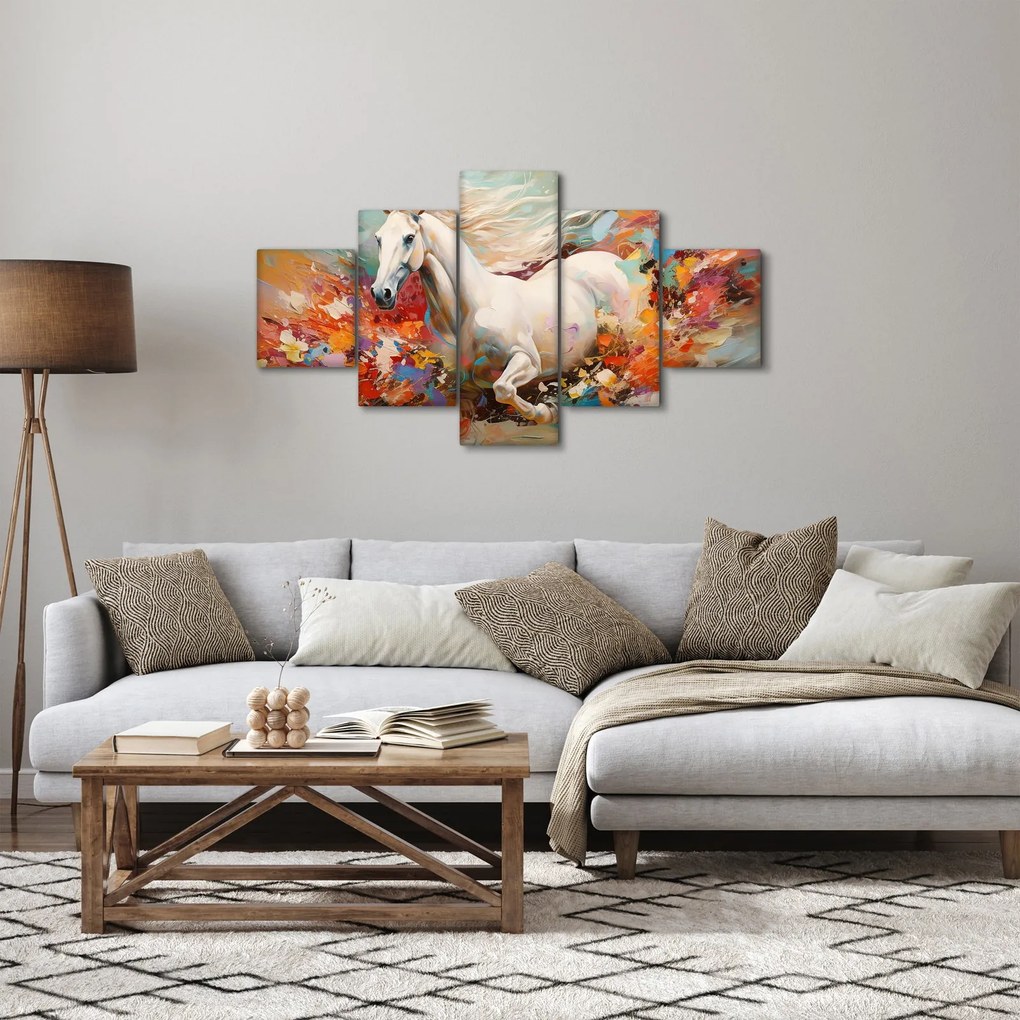 Obraz - Malowanie konia (125x70 cm)