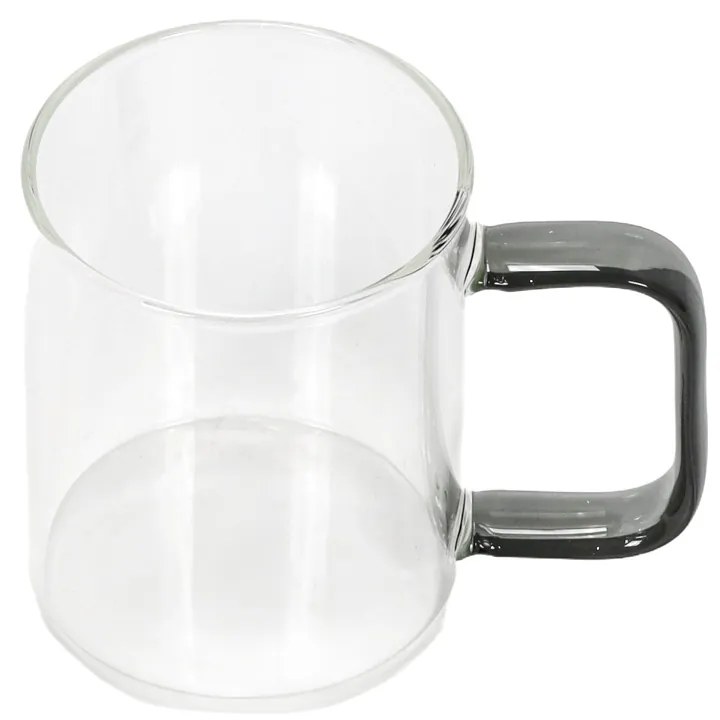 Szklany kubek z barwionym uszkiem, 200 ml