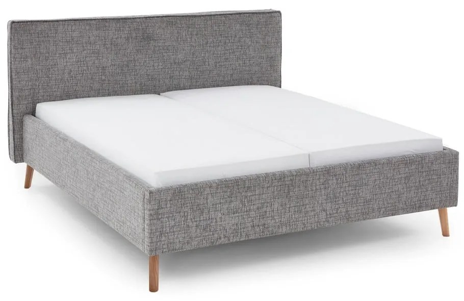 Szare tapicerowane łóżko dwuosobowe ze schowkiem i stelażem 180x200 cm Riva – Meise Möbel