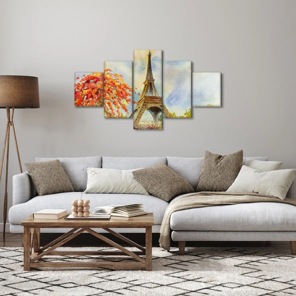 Malowany obraz Wieży Eiffla (125x70 cm)