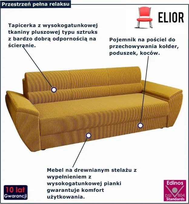 Musztardowa wersalka rozkładana D2-L95