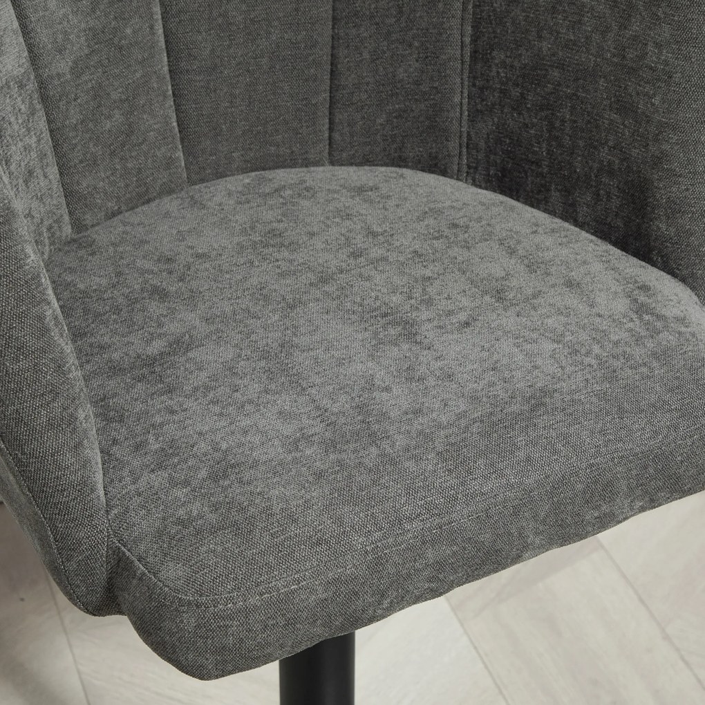 HOMCOM Zestaw 2 Barowych Krzeseł, Oparcie w Kształcie Muszli, Regulowana Wysokość, Podnóżek, dla Kuchni lub Jadalni, Metalowa Baza, Ciemnoszary