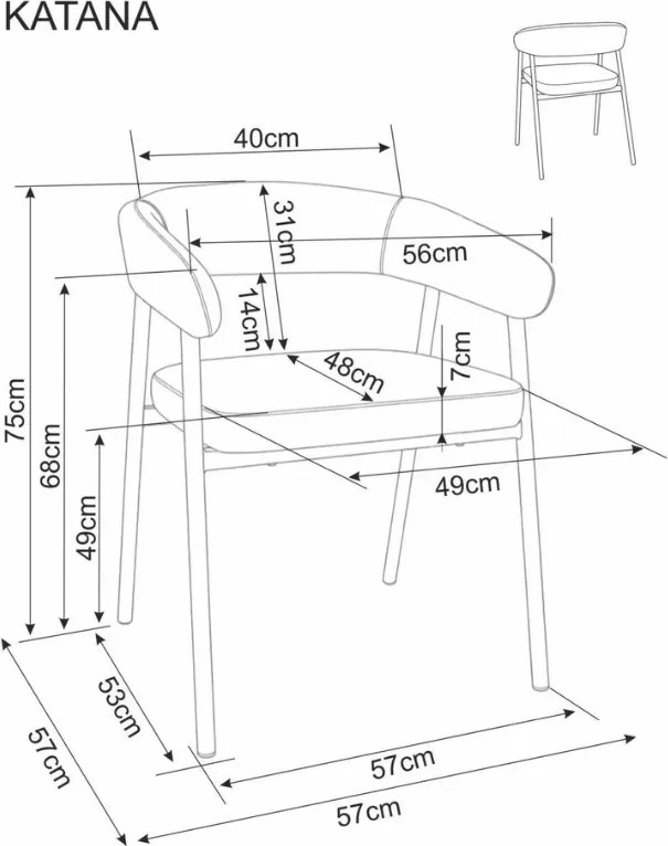 Krzesło do jadalni KATANA z czarnymi nogami, beżowe