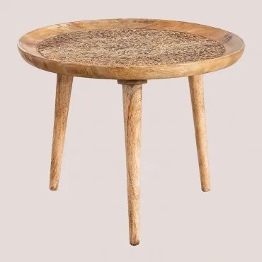 Okrągły Stolik Pomocniczy Ø60 Cm Z Drewna Mango Nanup Drewno Mango - Sklum