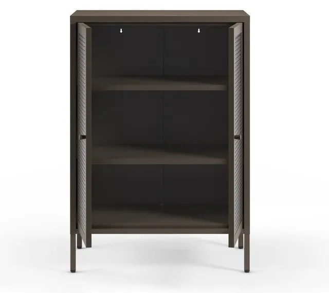 Szara metalowa witryna 70x100x40 cm Layna – Marckeric