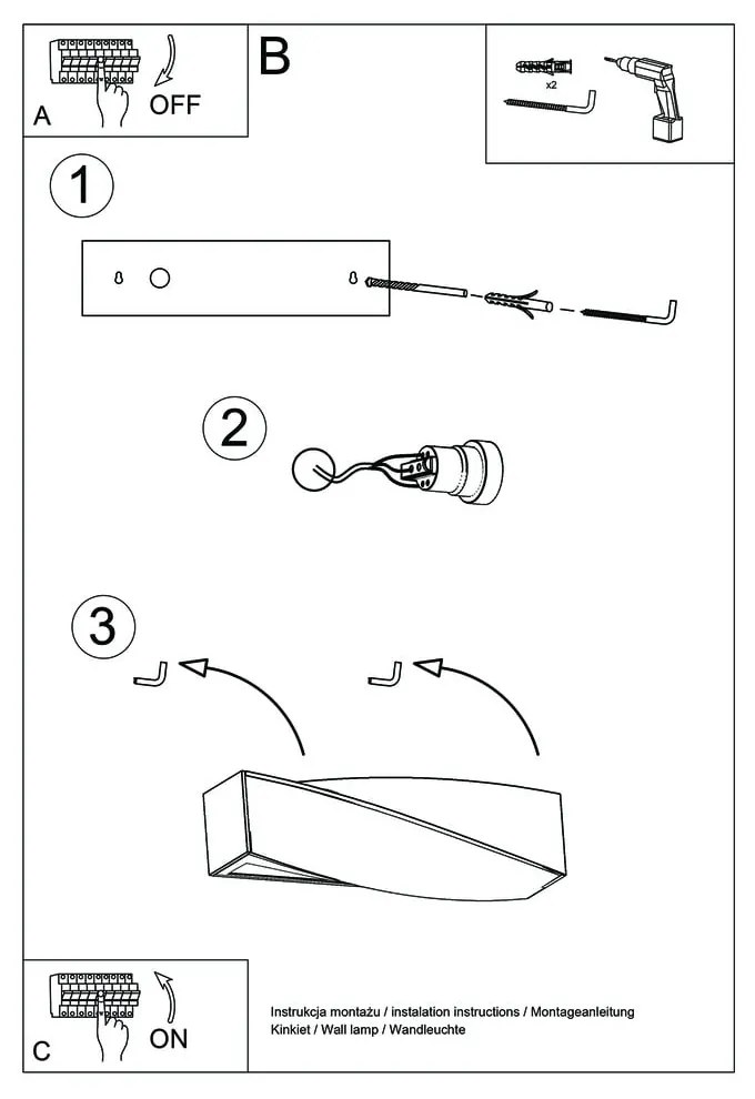 Czarny ceramiczny kinkiet Sollux Taurus