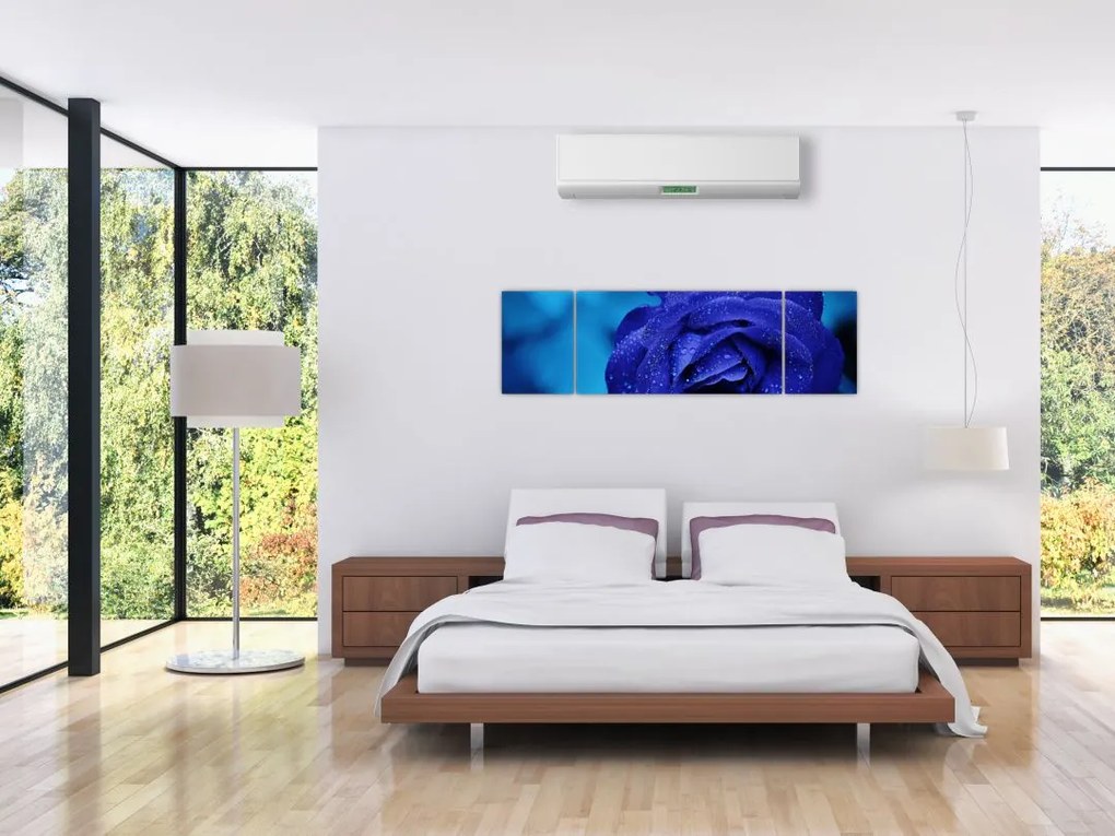 Obraz niebieskiej róży (170x50 cm)