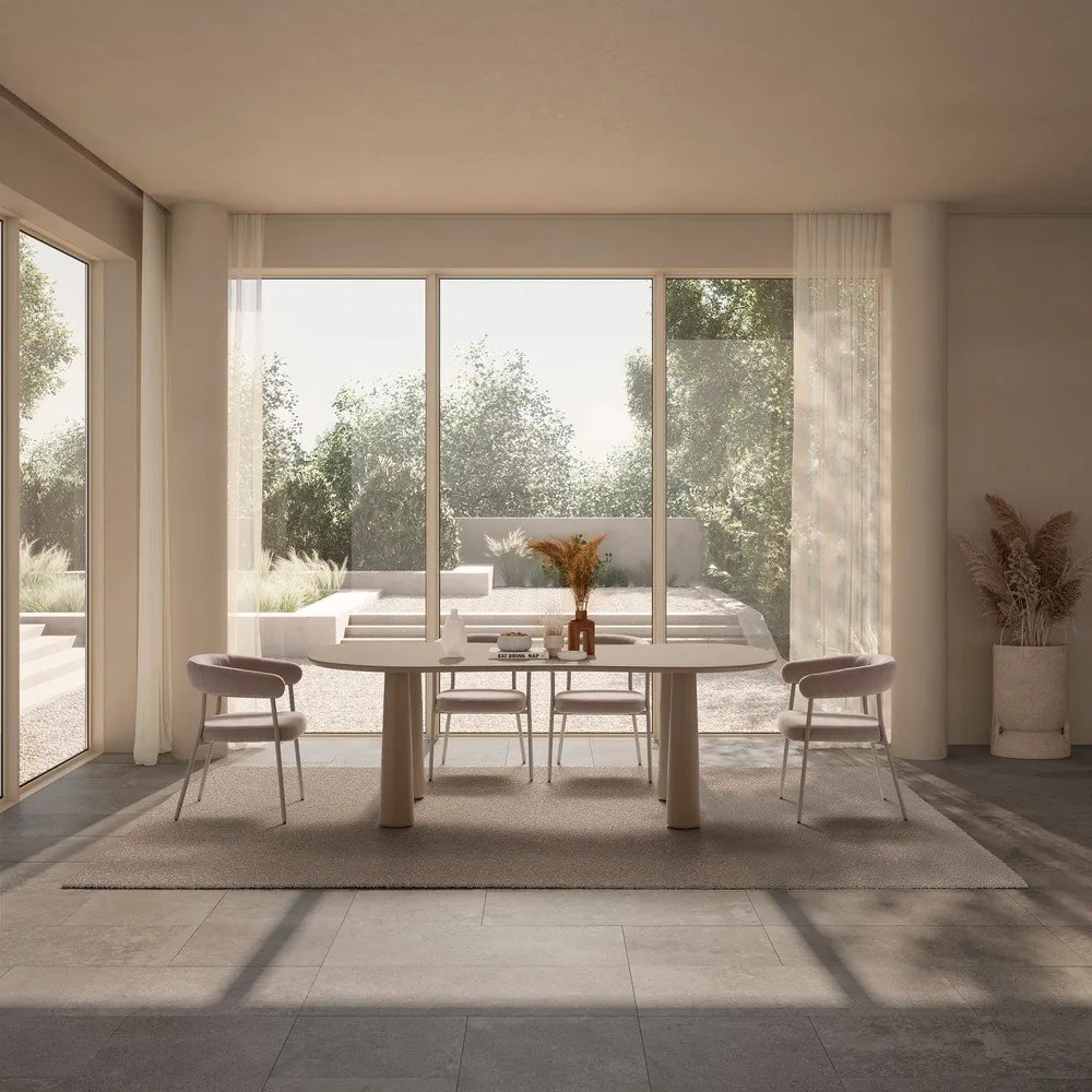 Beżowy stolik z blatem z drewna sosnowego 110x220 cm Nahia – MOME