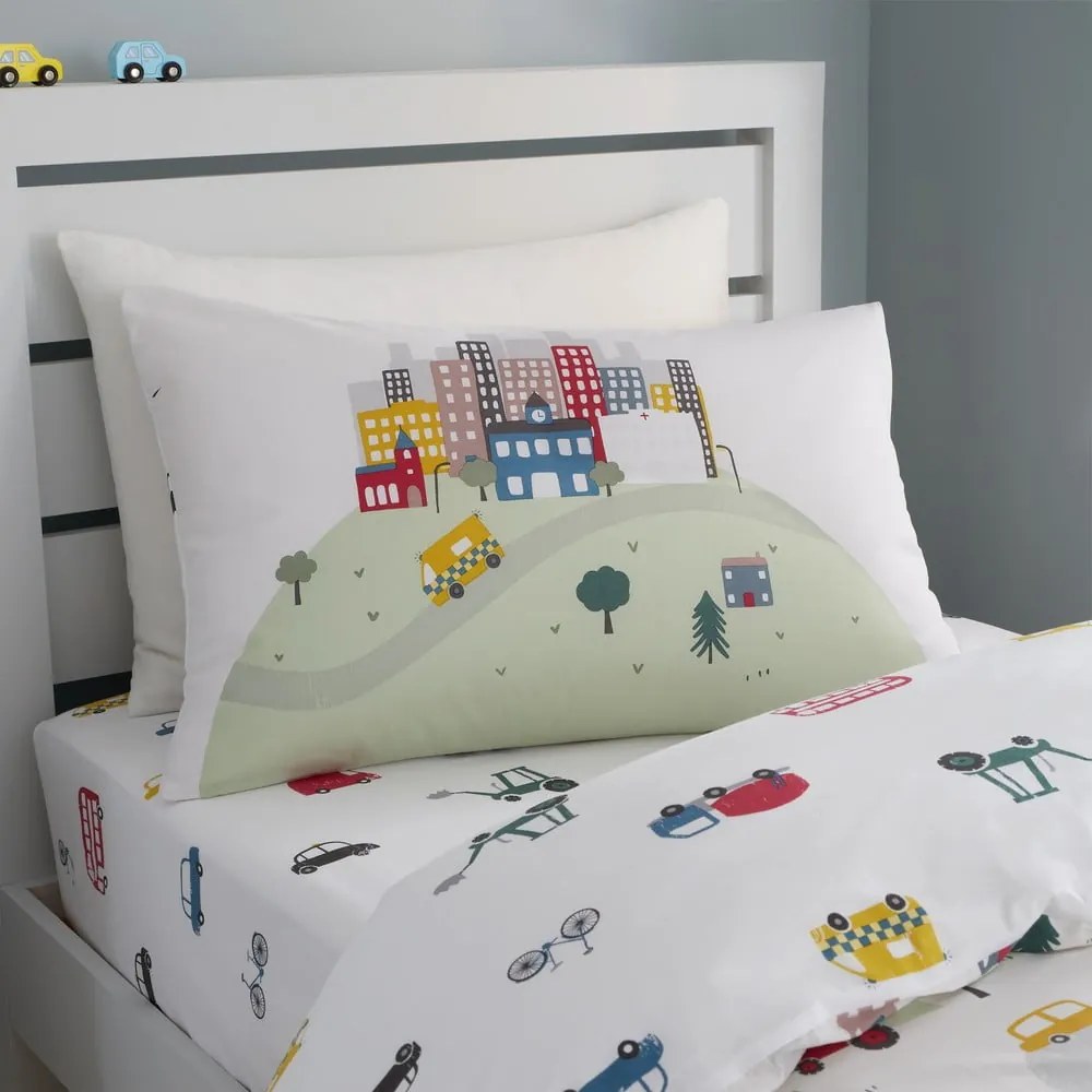 Biało-beżowa bawełniana pościel dziecięca dwuosobowa 200x200 cm Transport – Bianca