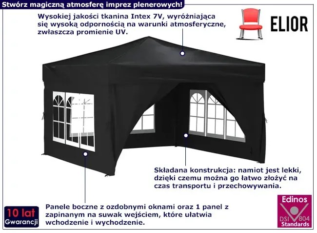 Namiot Ogrodowy Czarny Z Biały Połysk P8-W98