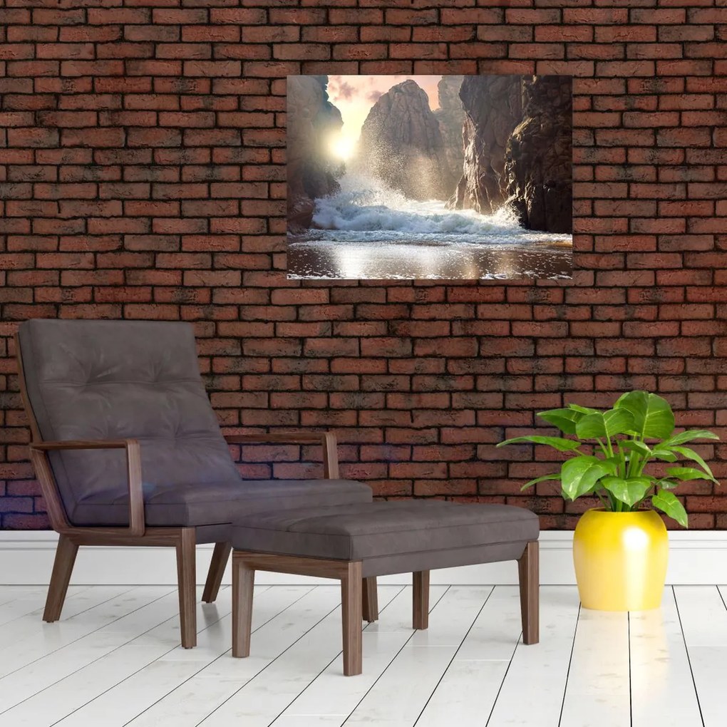 Obraz - Skały i fale oceanu (70x50 cm)