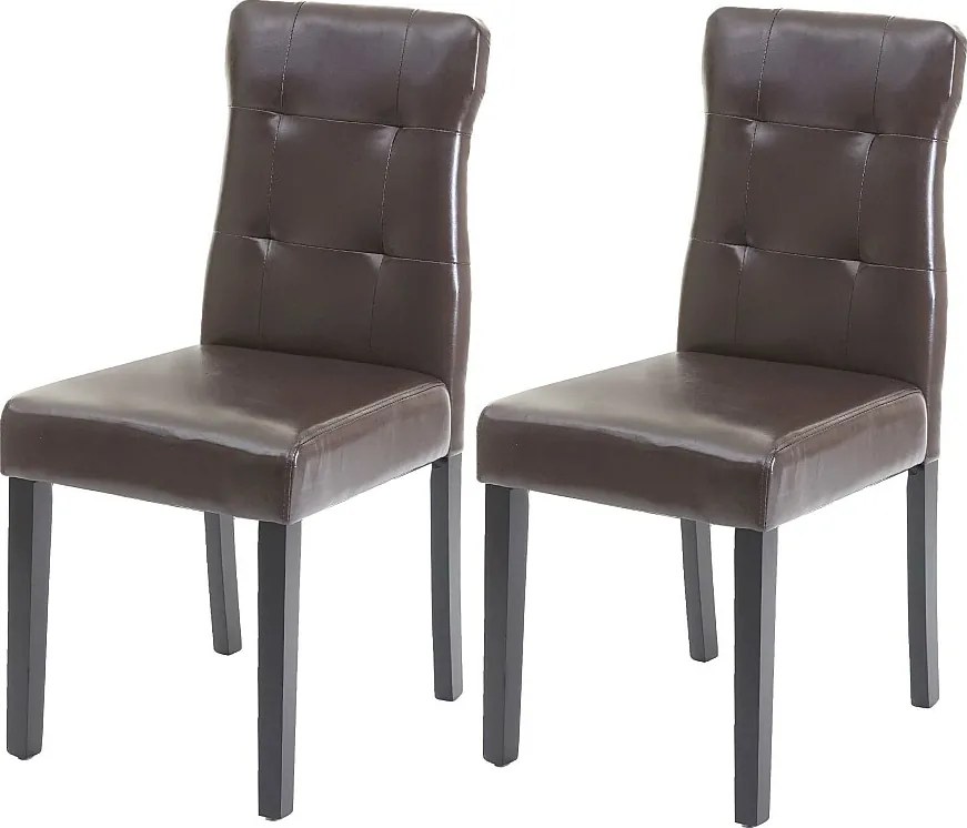 Krzesło do jadalni MCW-E58 (zestaw 2 sztuk),  imitacja skóry brązowy, ciemne nogi