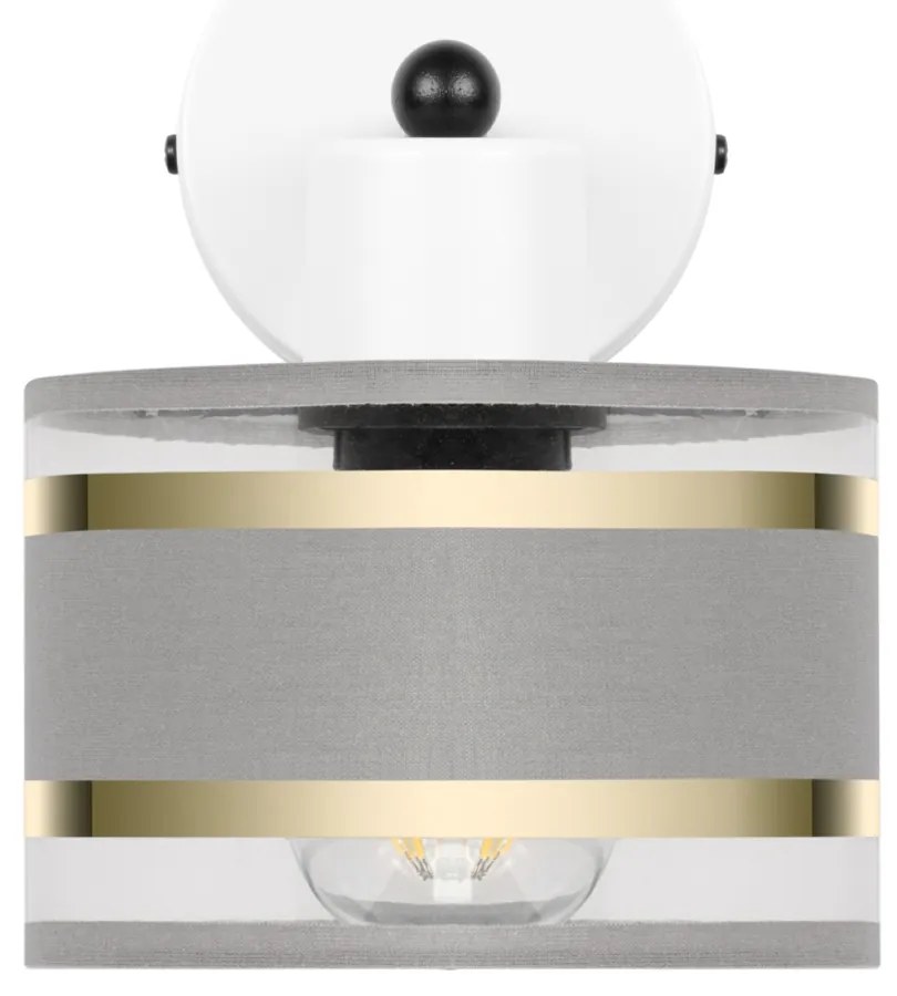 Biały kinkiet LED z szarym abażurem WD-TI-1010WE-GR jednopunktowy indu