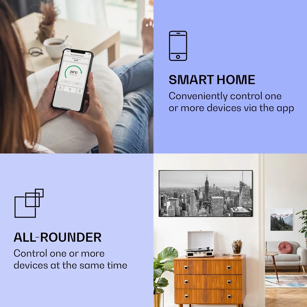 Klarstein Wonderwall Art Smart 700W 60x120cm Obraz na podczerwień New York